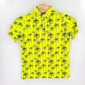 Sunday Swagger Polo Shirt Mens Medium Neon Yellow Golf Palm Tree Active